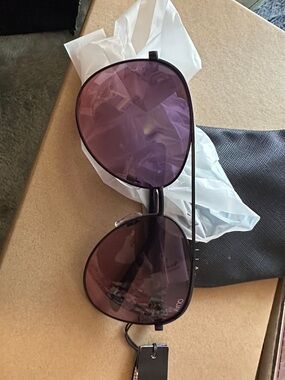 Quay Vivienne Purple Lens Aviator Sunglasses